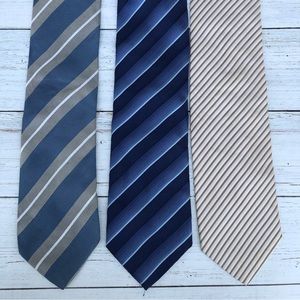 3 Hugo boss mens silk blue black striped ties